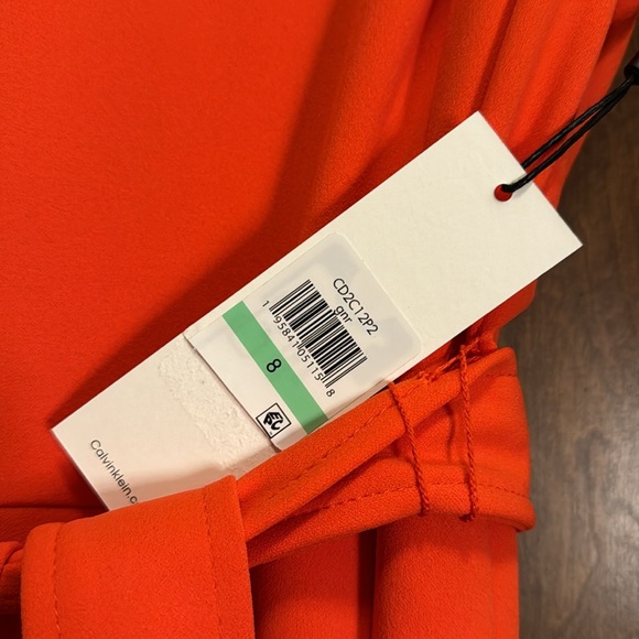 Calvin Klein Sleeveless Jumpsuit Size 8 Orange/Red poppy color - Picture 5 of 8